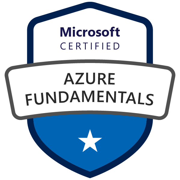 Microsoft Certified: Azure Fundamentals (AZ-900) badge, issued by Microsoft