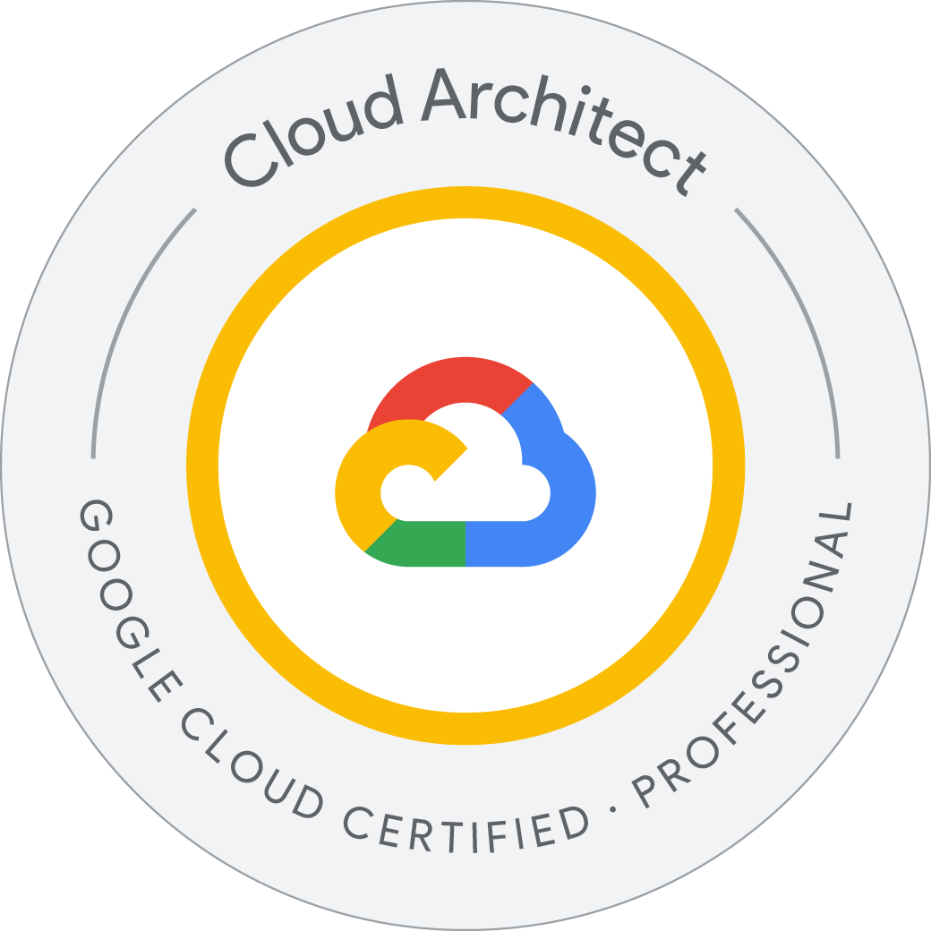 Google Cloud Certified – Professional Cloud Architect badge, issued by Google Cloud